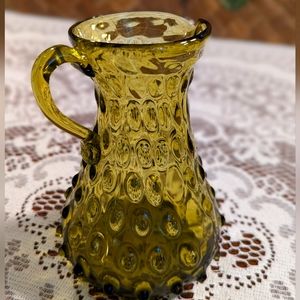 Vintage Fenton hobnail olive green glass picture.